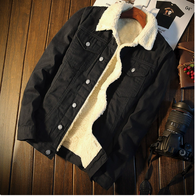 Winter Vintage Fleece Denim Jacket (One Piece)