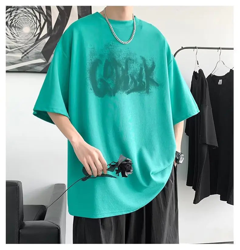 Men's Oversized Graphic Cotton T-shirt for Summer