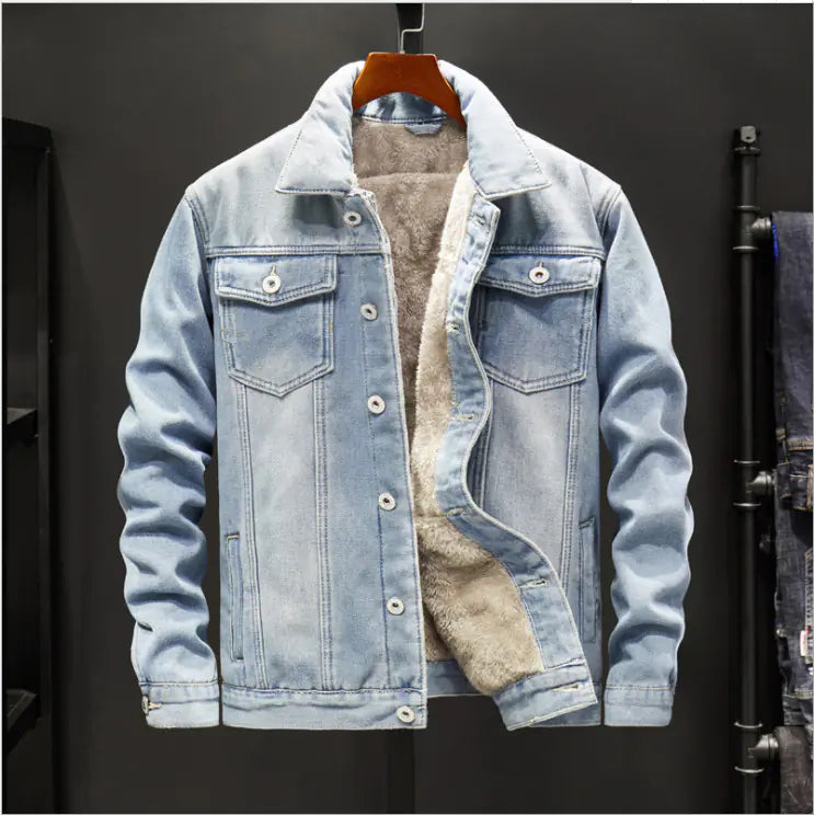 Men's Winter Denim Jacket with Fleece Lining