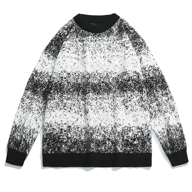 Gradient Pattern Oversized Crew Neck Sweater