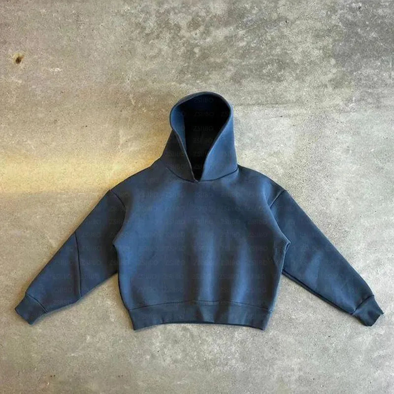 Relaxed Fit Hoodie & Trousers Set – Solid Color Casual Tracksuit