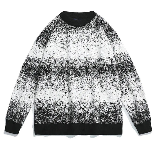 Gradient Pattern Oversized Crew Neck Sweater
