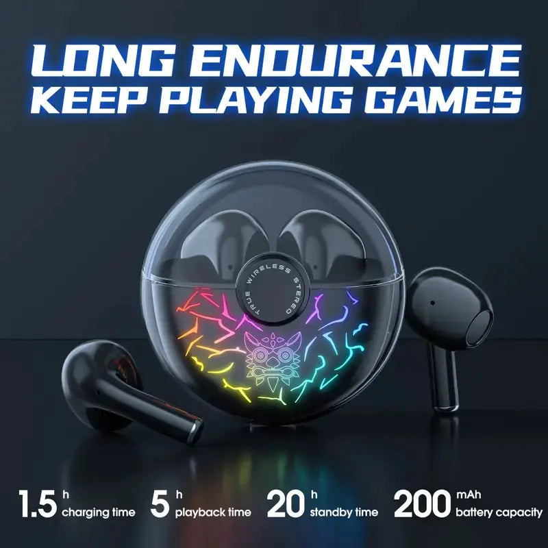 Wireless HiFi Stereo Gaming Earbuds with RGB Light