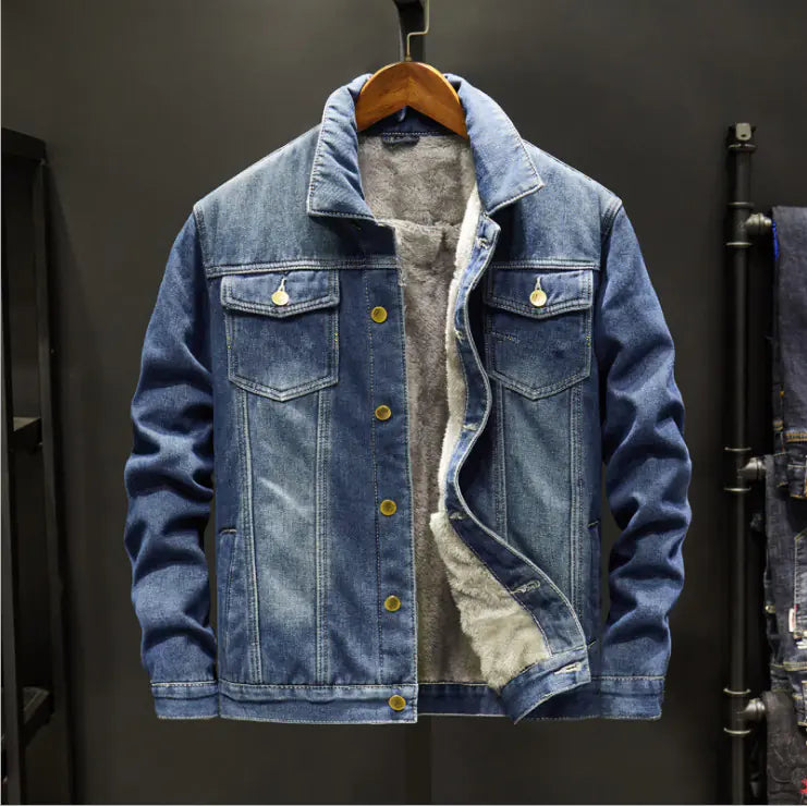 Men's Winter Denim Jacket with Fleece Lining