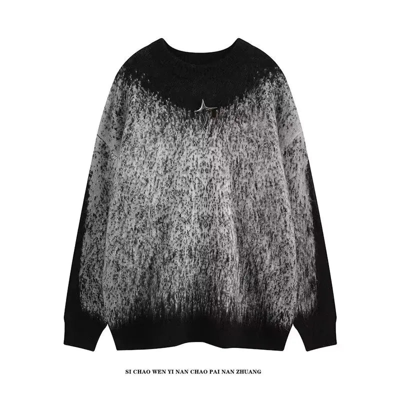Gradient Pattern Oversized Crew Neck Sweater