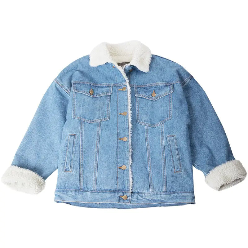 Women's Winter Denim Jacket with Fleece Lining