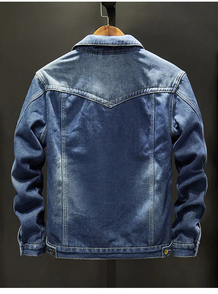 Men's Winter Denim Jacket with Fleece Lining
