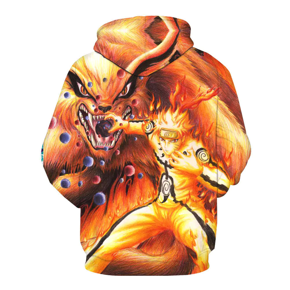 Naruto Nine-Tails 3D Hoodie with Pocket and Prints