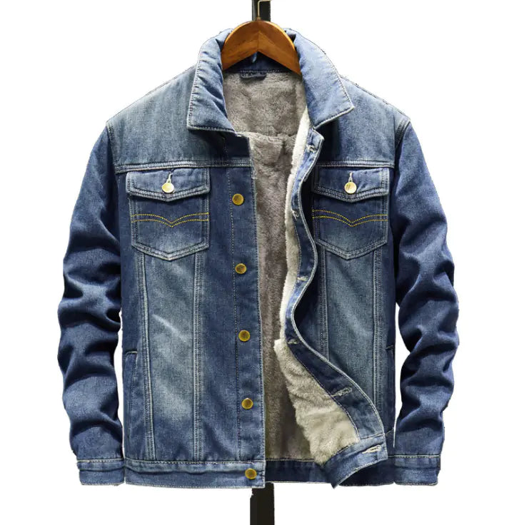 Men's Winter Denim Jacket with Fleece Lining