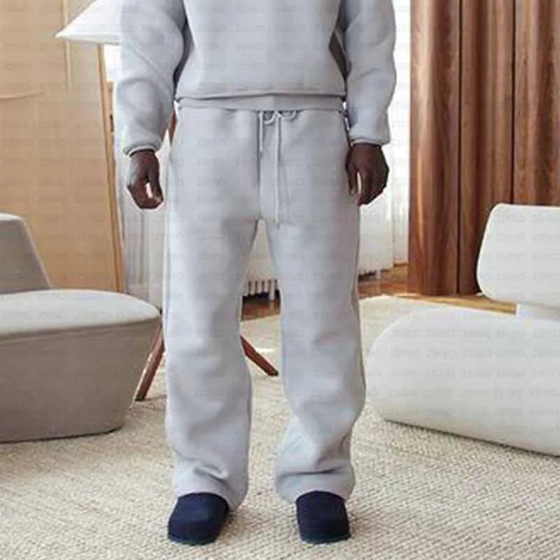 Relaxed Fit Hoodie & Trousers Set – Solid Color Casual Tracksuit