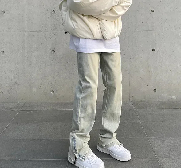 Men's Relaxed Fit Vintage Wash Zipper Jeans | Irishwrld Brand