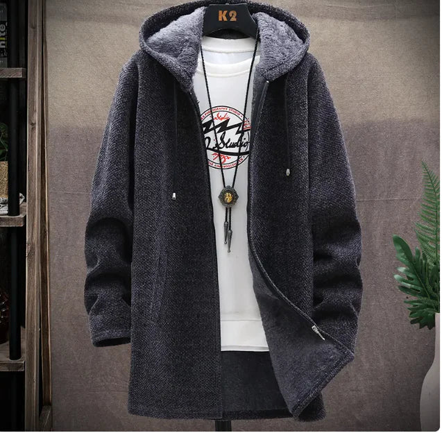 Men’s Fleece Hooded Jacket – Warm Casual Winter Coat
